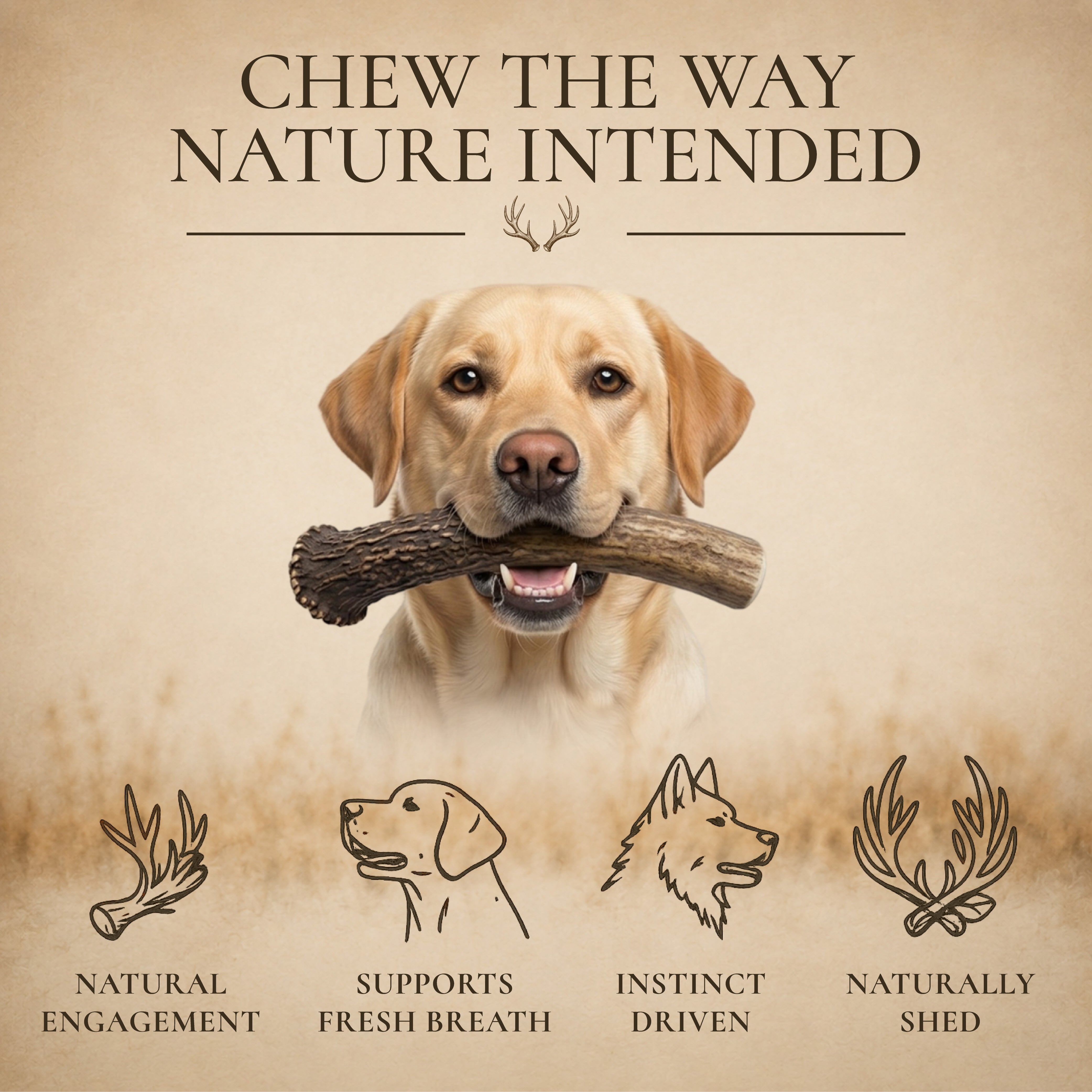 Monster XXL Whole Deer Antler Dog Chew for Large Dogs 50+ lbs