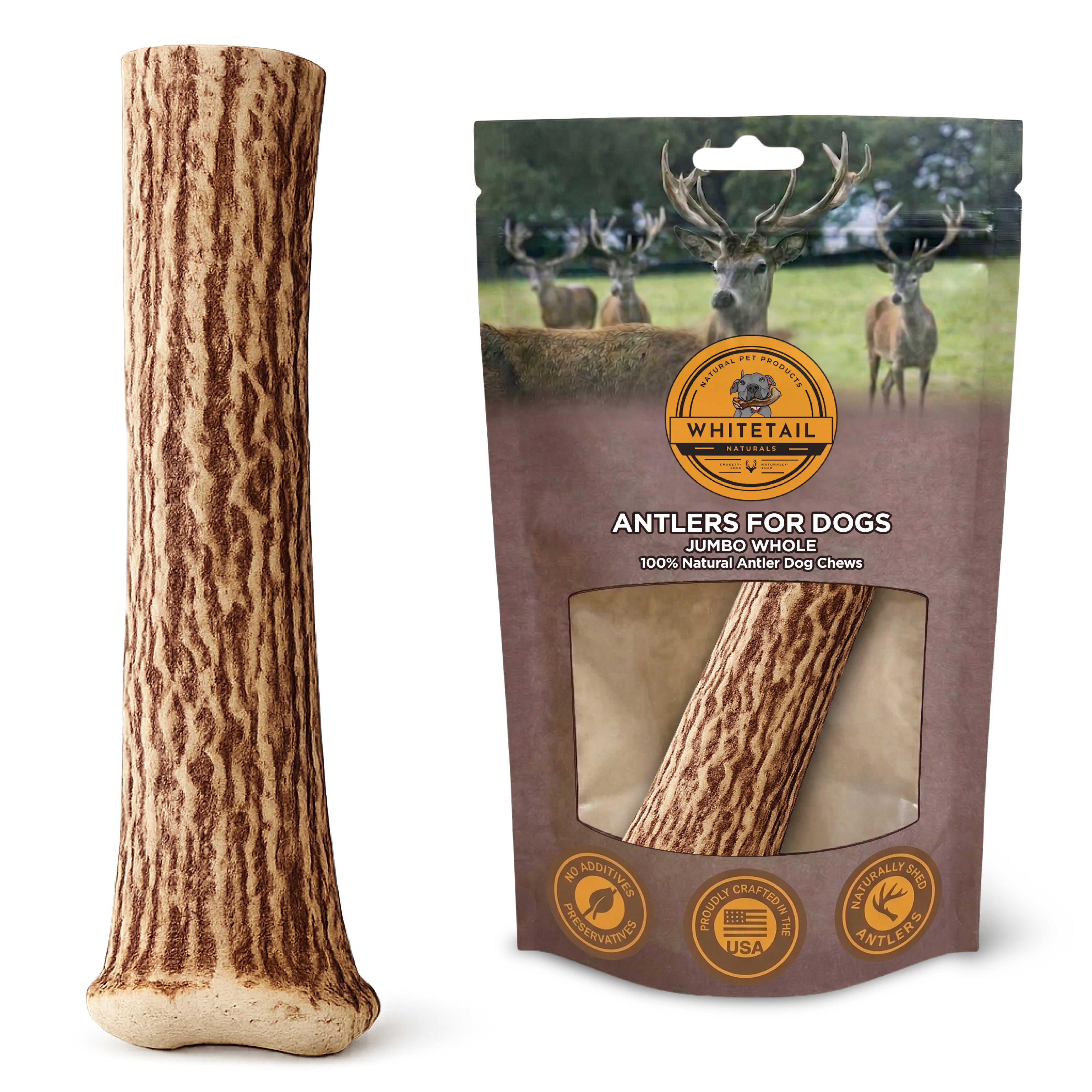 Monster XXL Whole Deer Antler Dog Chew for Large Dogs 50+ lbs