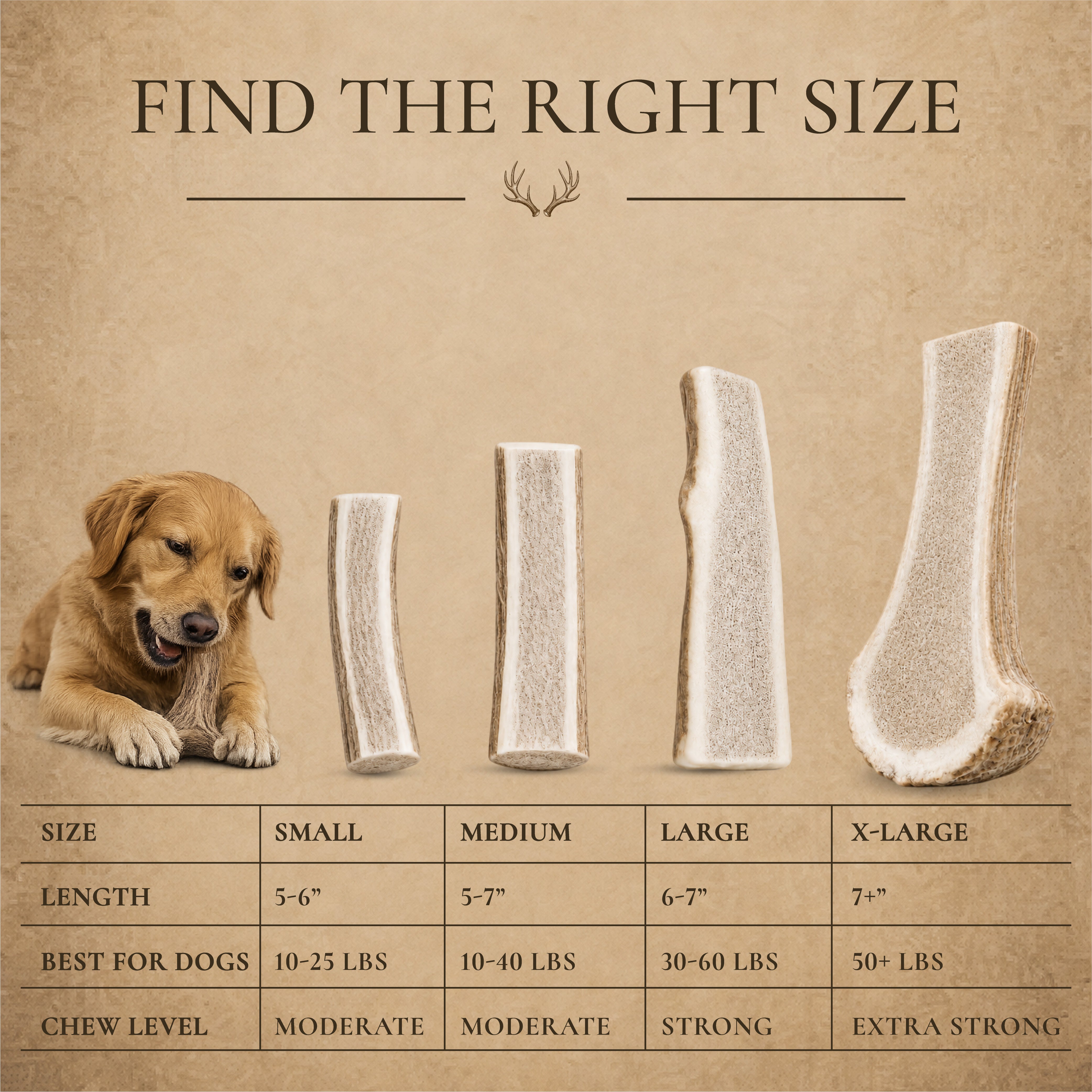 Large Split Elk Antler Dog Chews – 1, 2 or 3 Pack