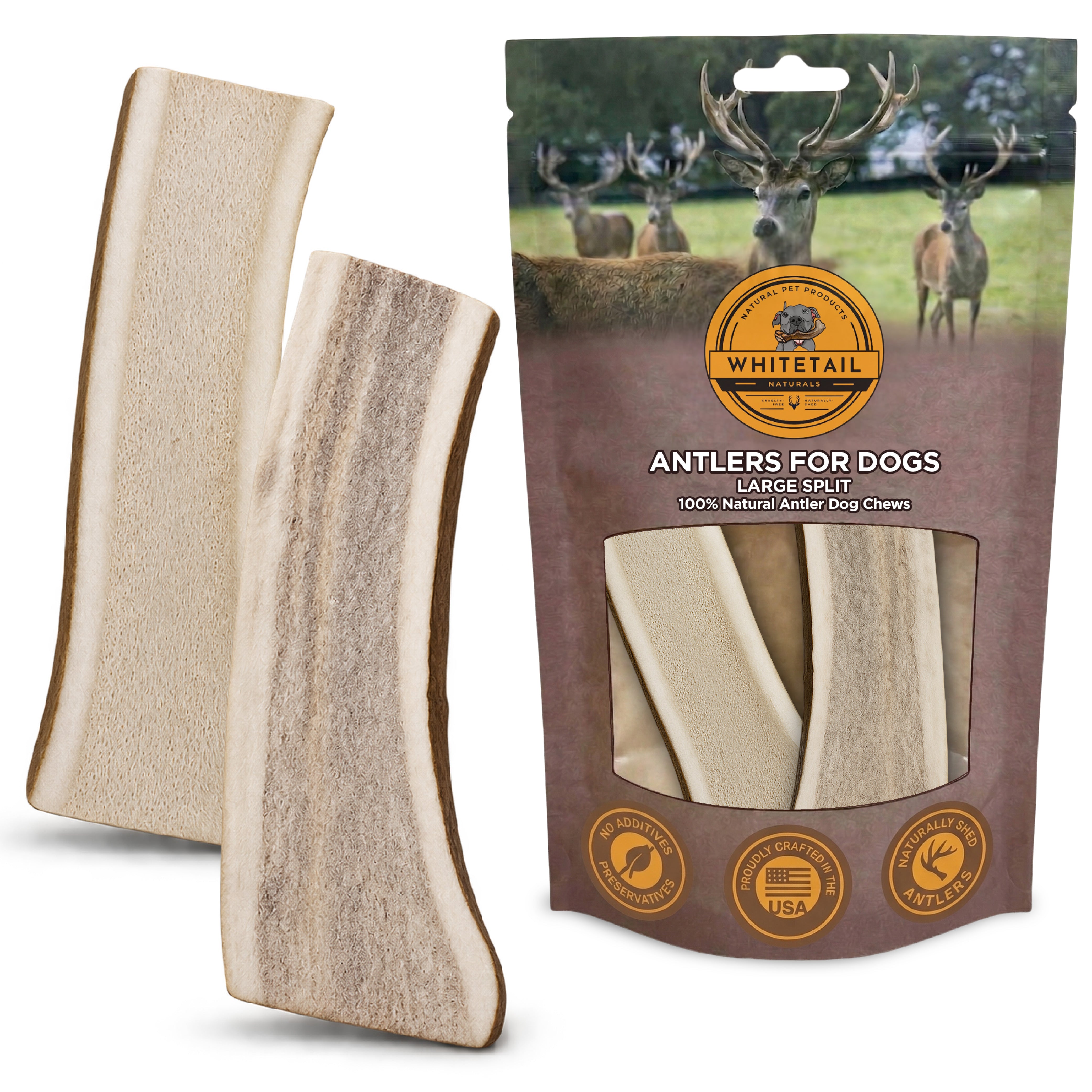 Large Split Elk Antler Dog Chews – 1, 2 or 3 Pack