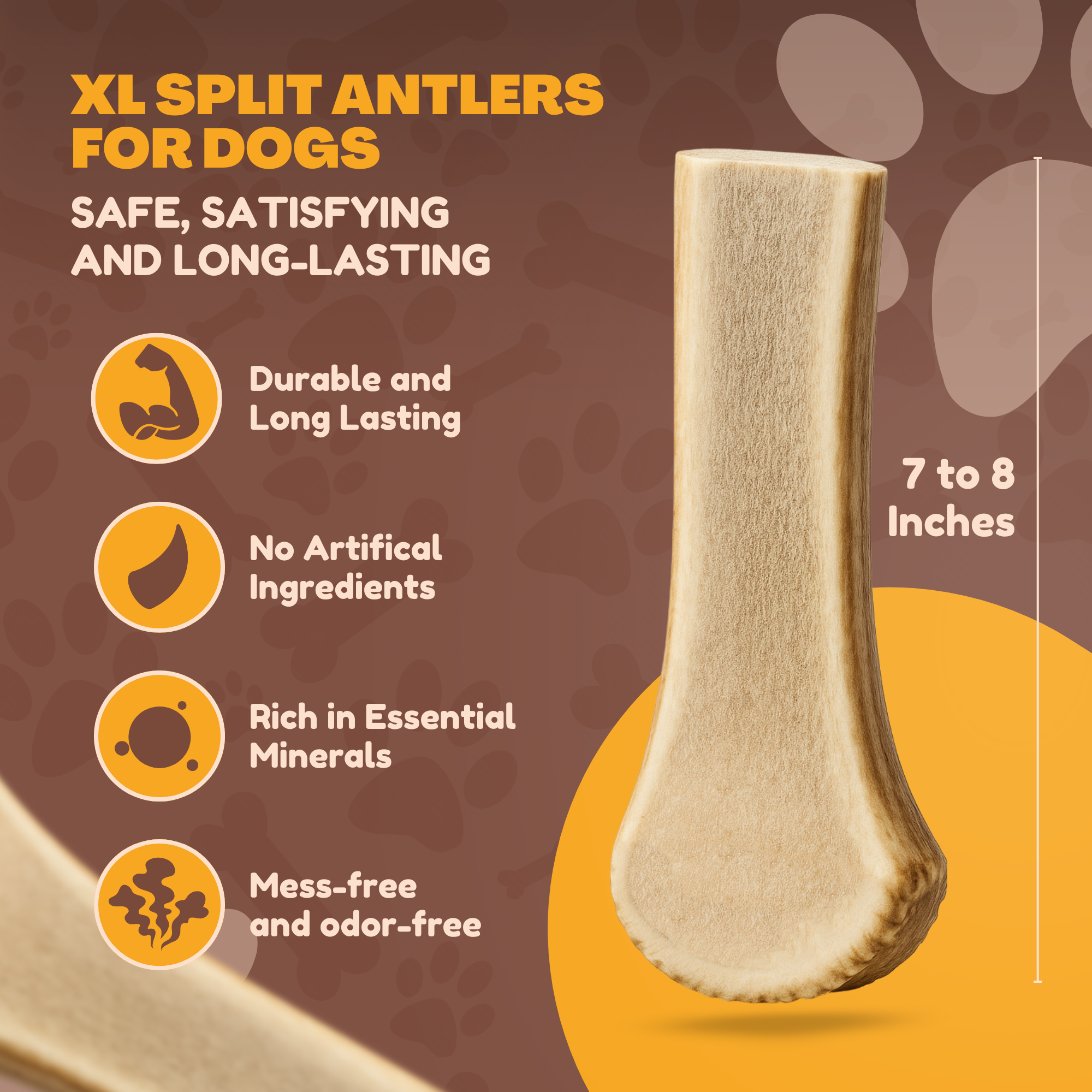 1 Pack - XL Extra Large - Jumbo | Split Elk | Antler Dog Chew