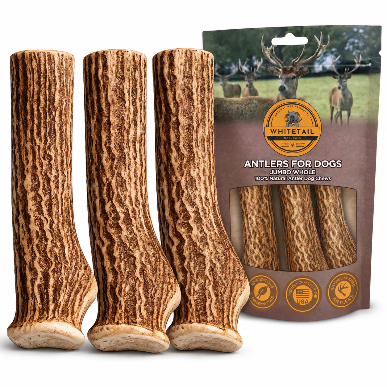 Monster XXL Whole Deer Antler Dog Chew for Large Dogs 50+ lbs