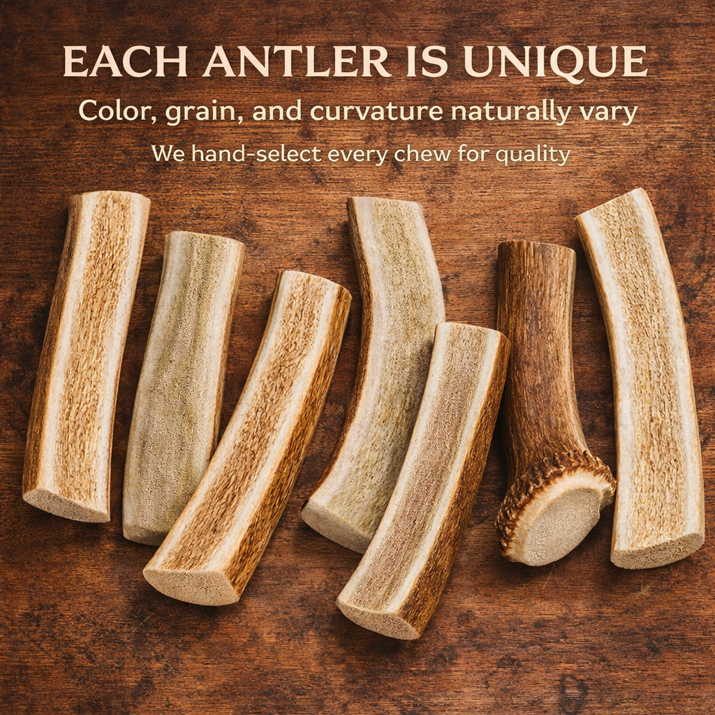 6 Pack - Medium | SPLIT Red Deer Antler Dog Chews
