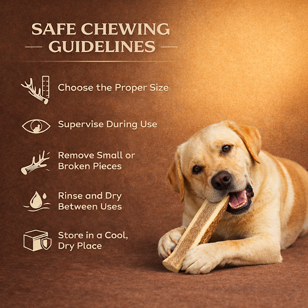 6 Pack - Medium | SPLIT Red Deer Antler Dog Chews