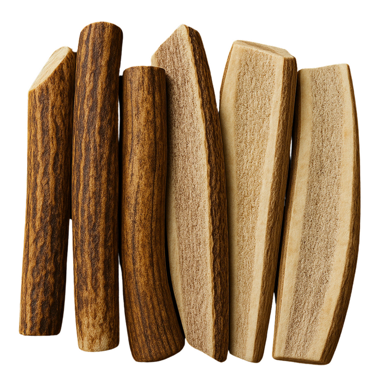 6 Pack - Medium | SPLIT Red Deer Antler Dog Chews